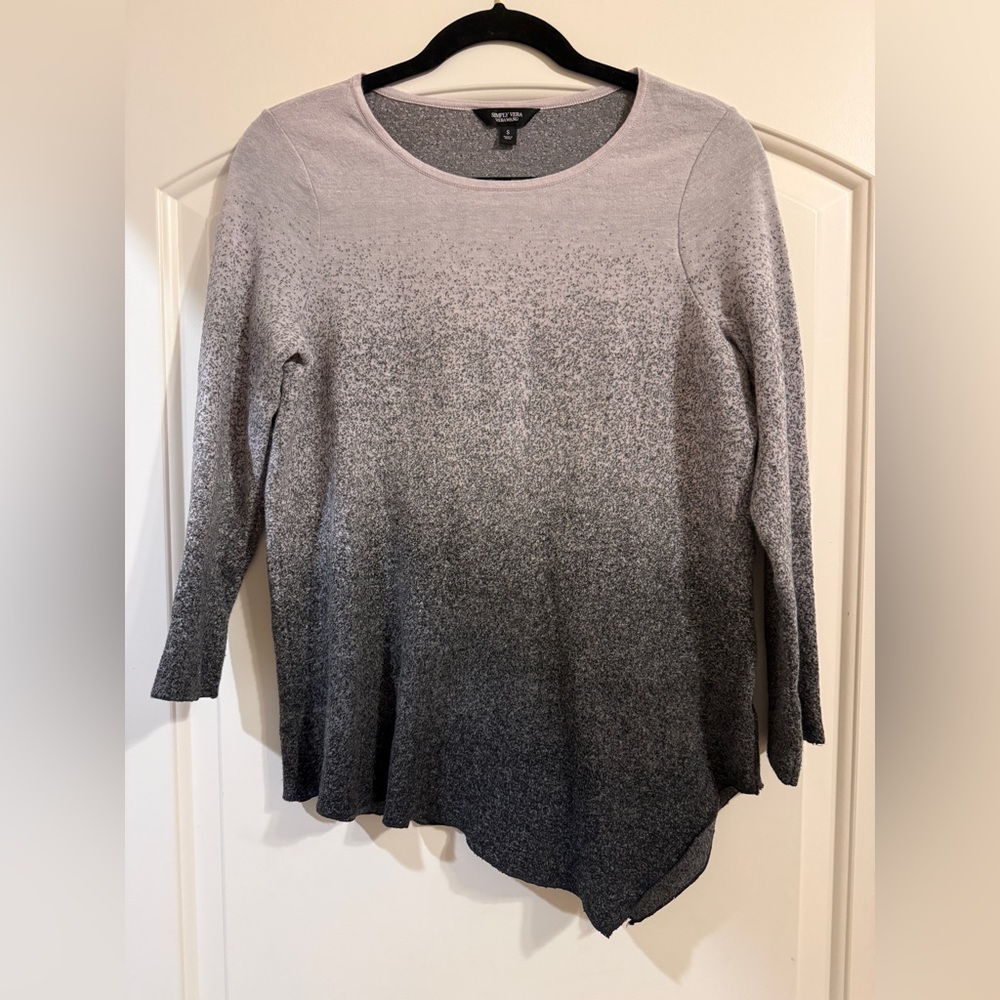 Simply Vera Vera Wang Ombre Long Sleeve Pullover - Light Gray to Charcoal